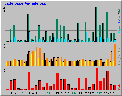 Daily usage for July 2025